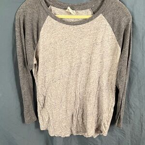 Pink: Gray Raglan Sleeve Top- M